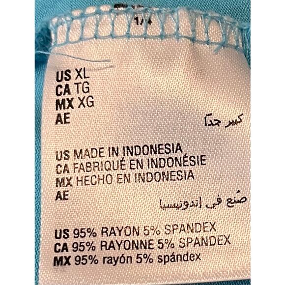 JM COLLECTION CAP SLEEVE COLD SHOULDER TOP, WOMENS, XL, LIGHT BLUE-ROUND HEMLINE - Picture 10 of 11